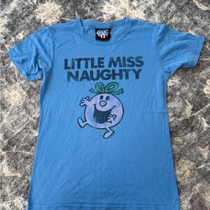 Junk Food Clothing Little Miss Naughty Blue Tee - Size Small